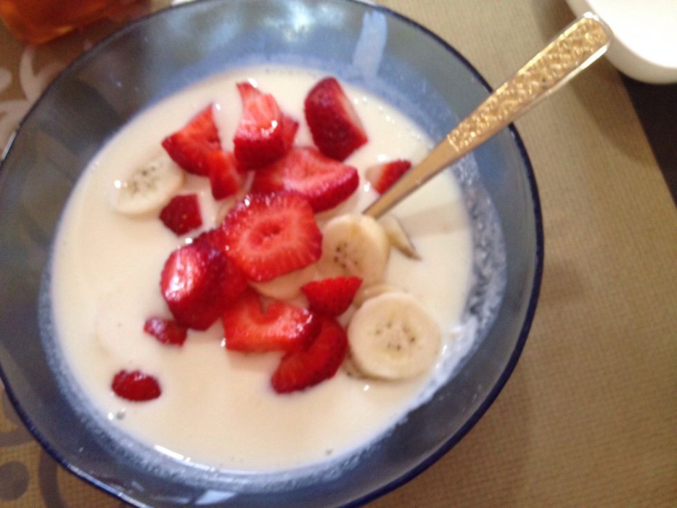 In go the strawberries.