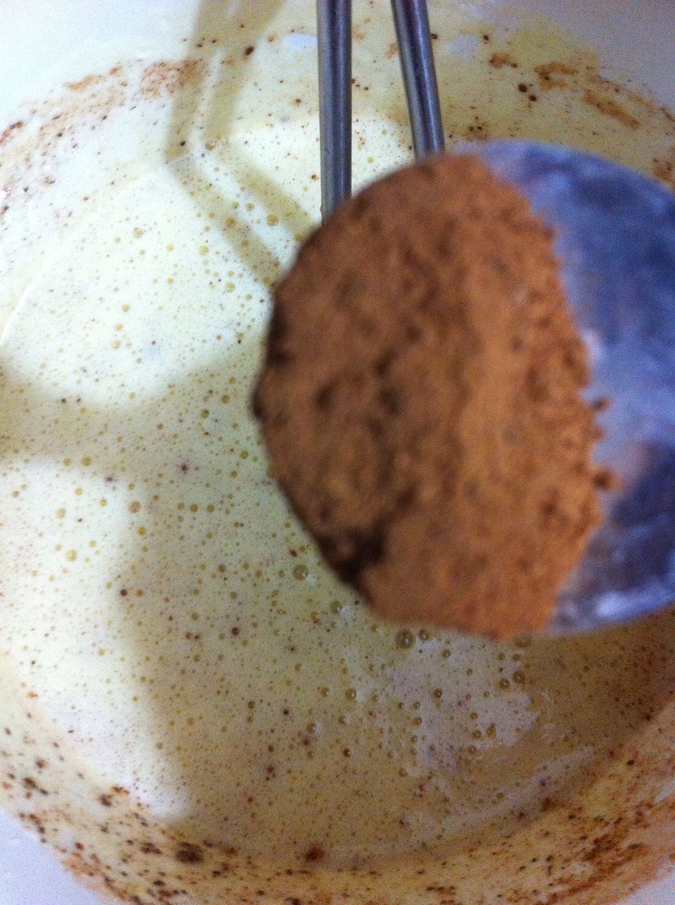 In goes some cinnamon powder to the batter. Optional. I love spices hence I'm using here