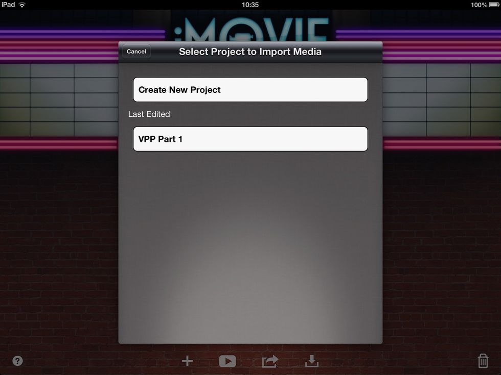 In iMovie choose the project you want to add the sound effect to