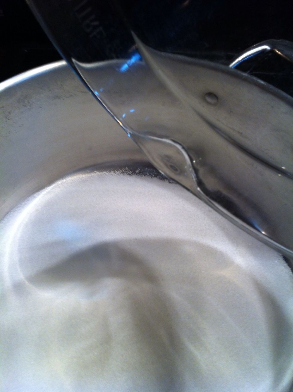 In large pan, measure and add 3 cups granulated sugar.