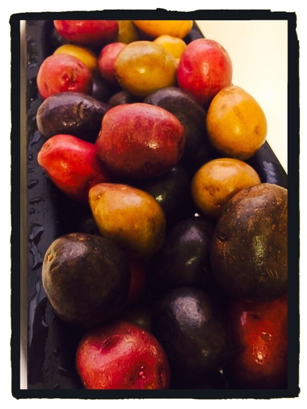 In meantime wash well all the potatoes. I don't peal them so I make sure they are really clean