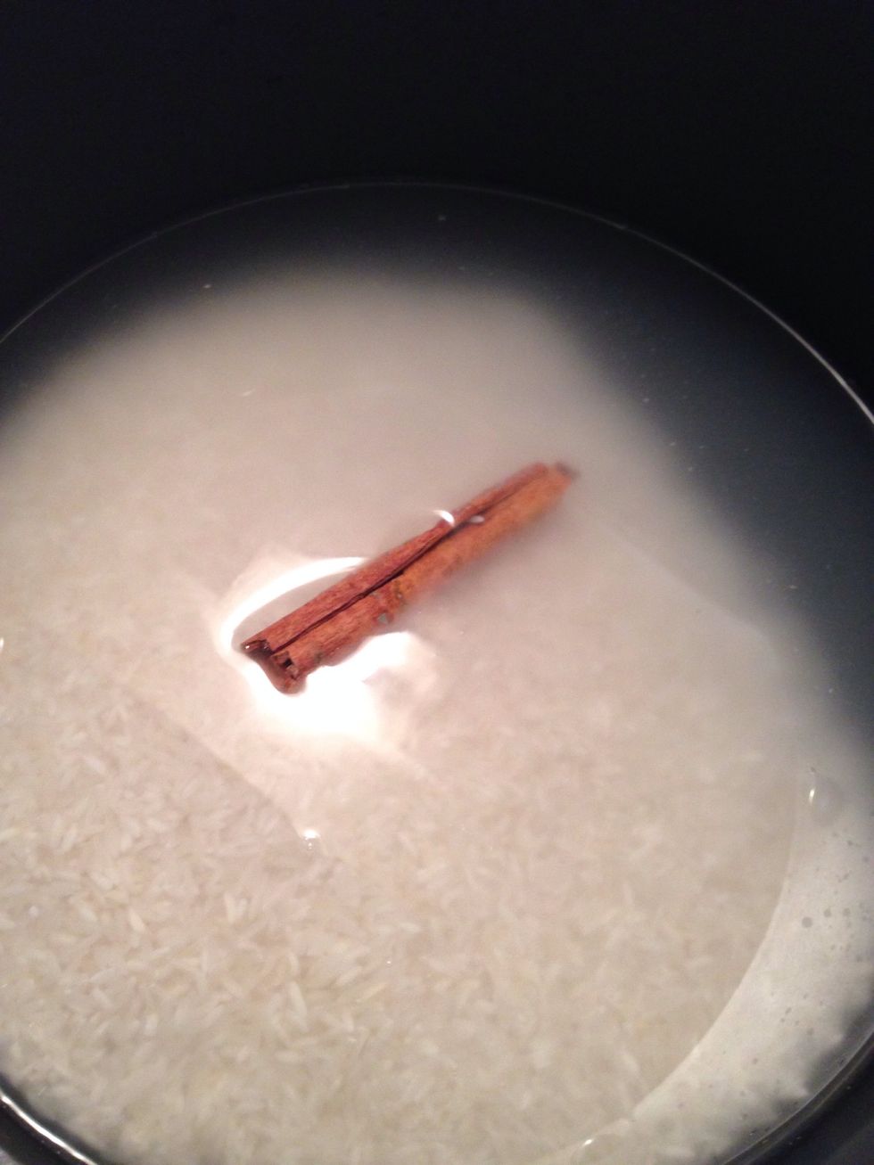 In medium heat, boil water, rice, and cinnamon stick for 15-20 min or until the rice get tender. Then strain remaining water liquid.