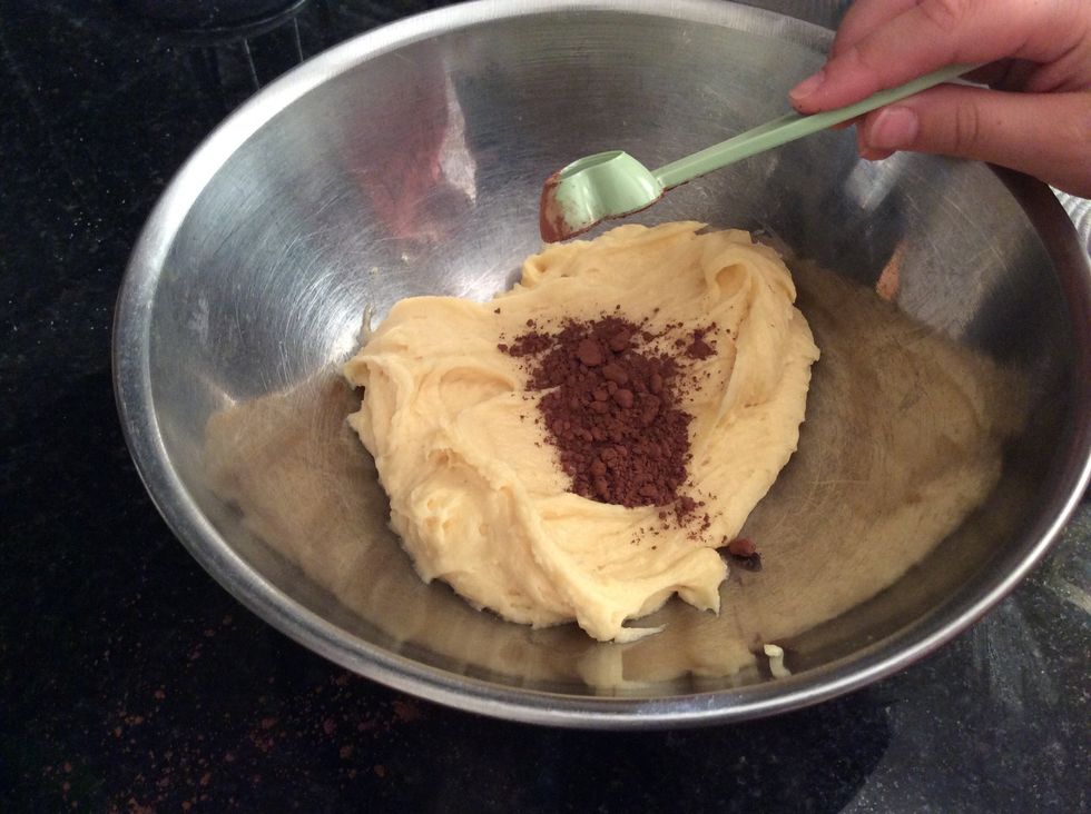 In one bowl add in 1 tablespoon of cocoa powder