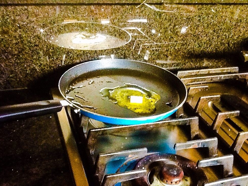 In pan that salmon was cooked melt butter on medium heat