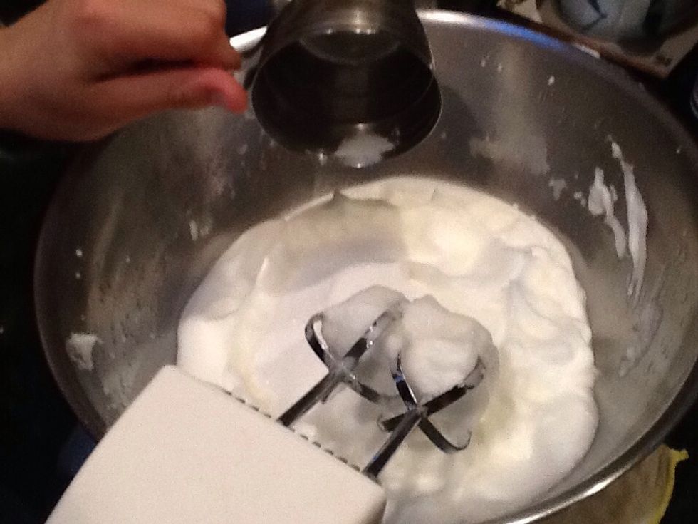 In peak form the add 1 third of a cup of sugar