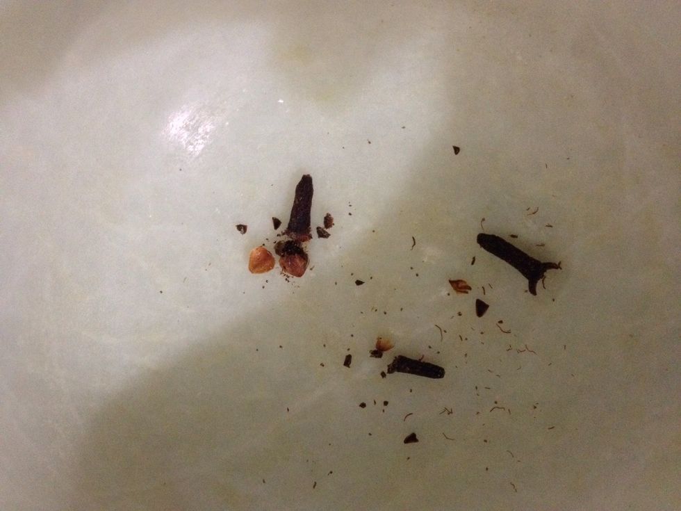 In pound the cloves in the mortar and pestle too
