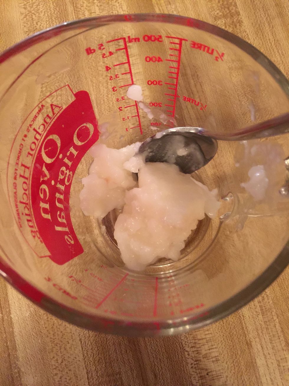 In separate bowl, melt coconut oil