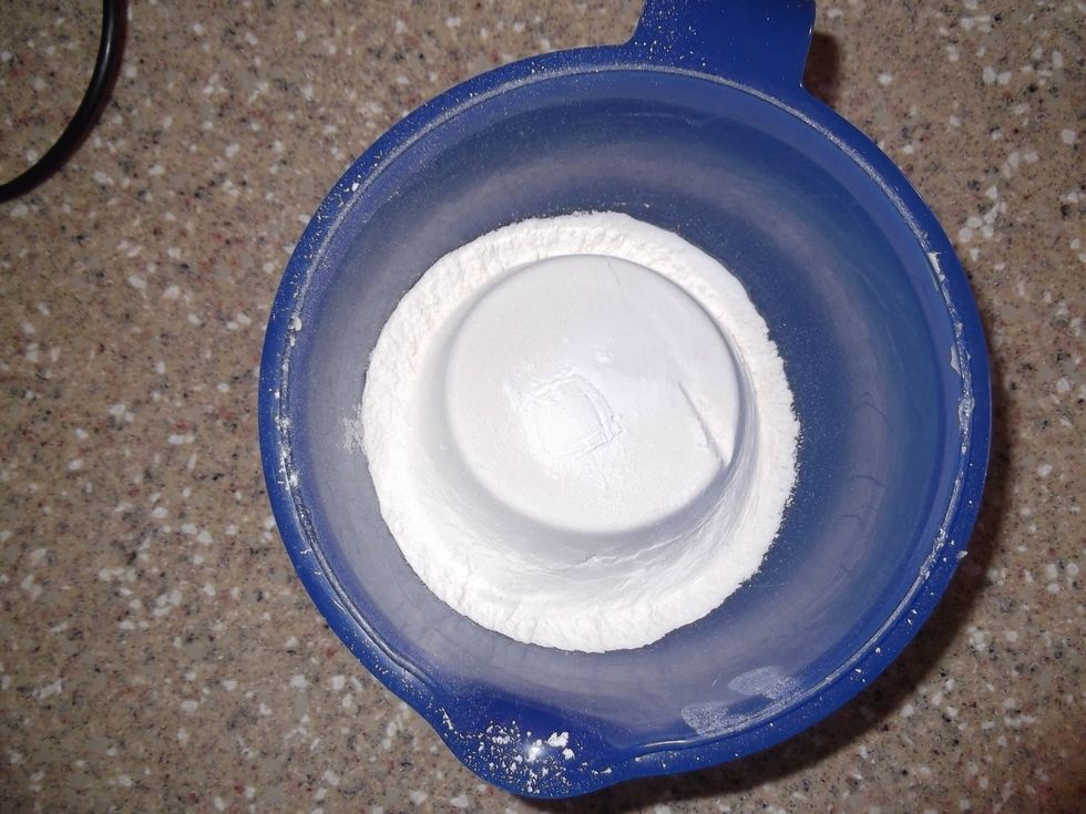 In separate bowl, mix together flour, baking soda and baking powder.