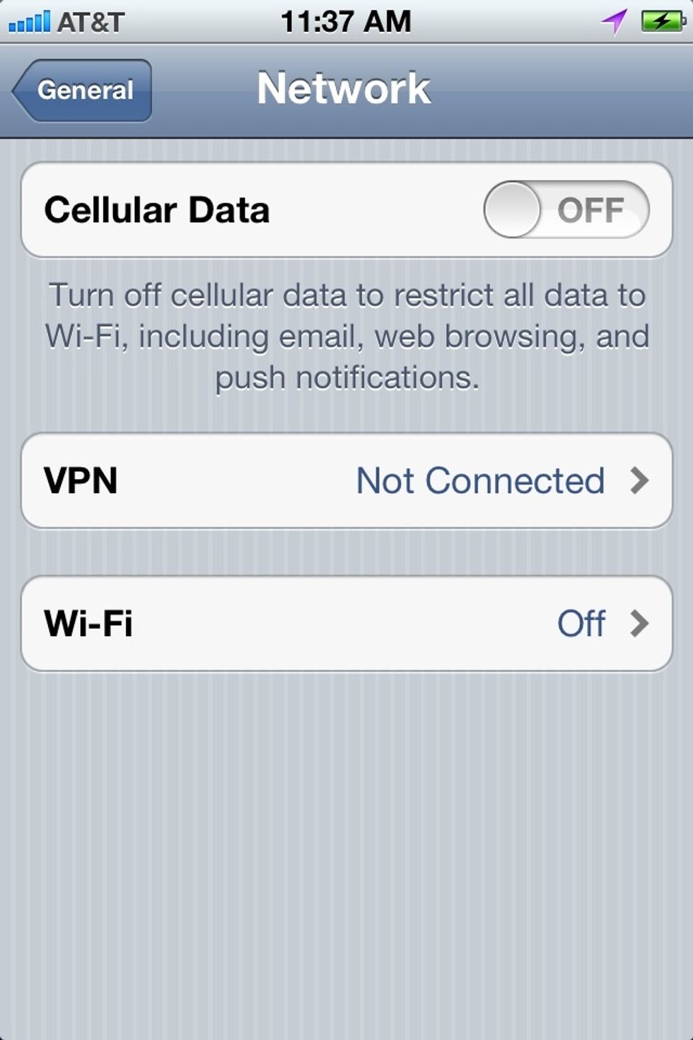 In Settings app select General then Network and turn Cellular Data Off