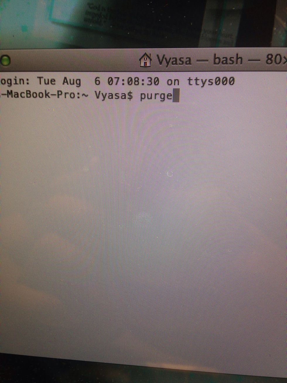 In terminal type "purge" and press enter and watch the green piece of the pie chart increase in size on the activity monitor window.