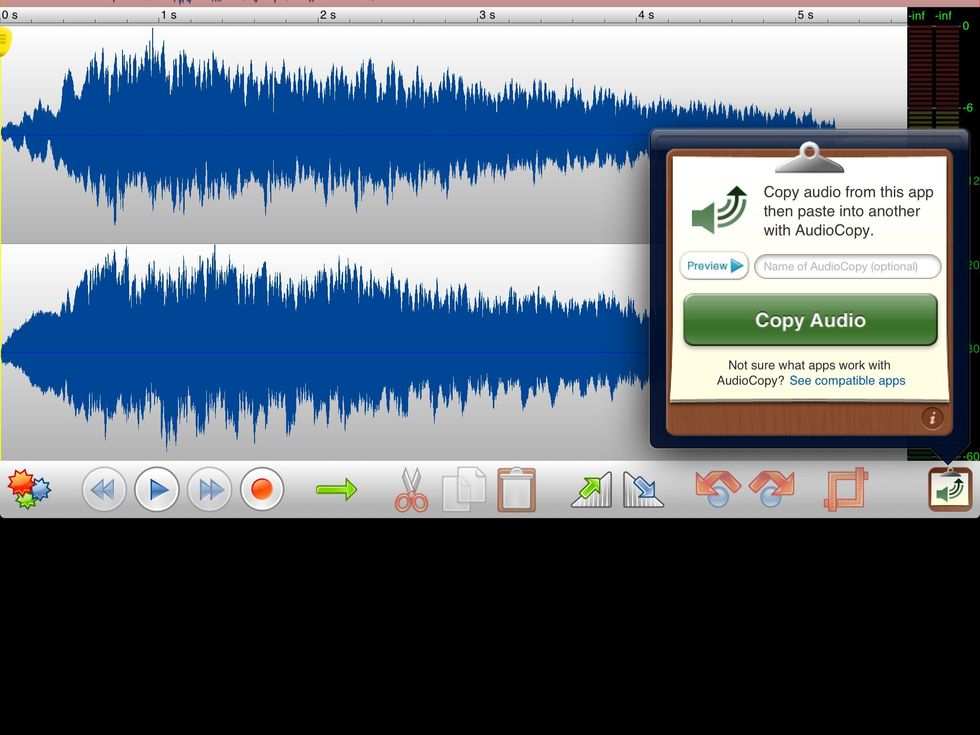 In the audio editor, copy the audio file to the AudioCopy clipboard