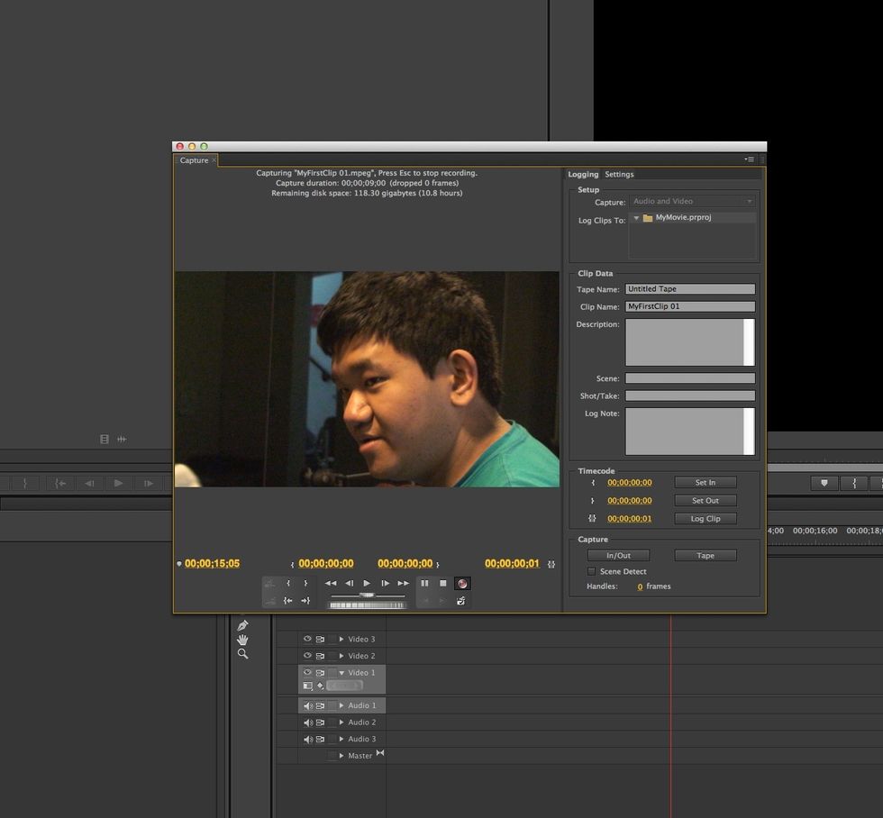 In the Capture window, press Play to start rolling your tape, then press the red Record button to begin capturing. The word "Capturing" should display at the top.