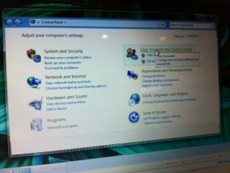 In the Control Panel window , click User Accounts and Family Safety. Then click Parental Controls.