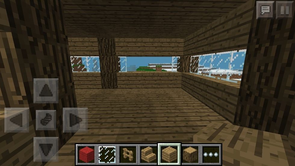 In the house, break these 2 Glass blocks.