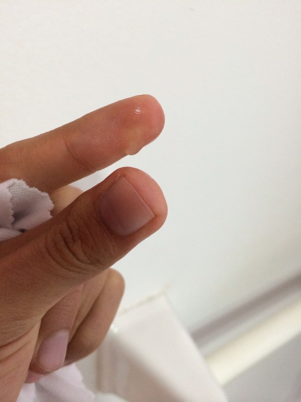 In the index finger you take a drop of water.