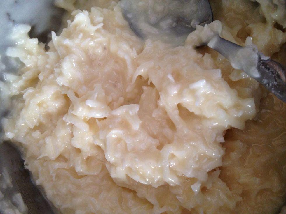 In the mean time get sweet condensed milk and 1 cup coconut mix away