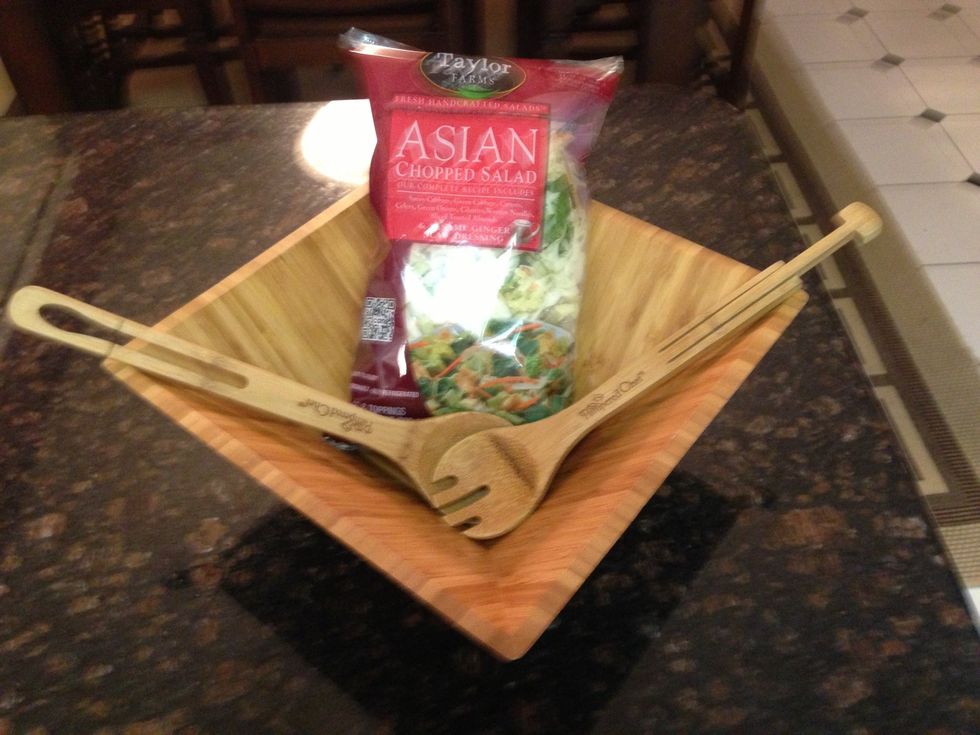 In the mean time, prepare The Salad. This pre package salad can be found in Produce section of grocery ($3.99).