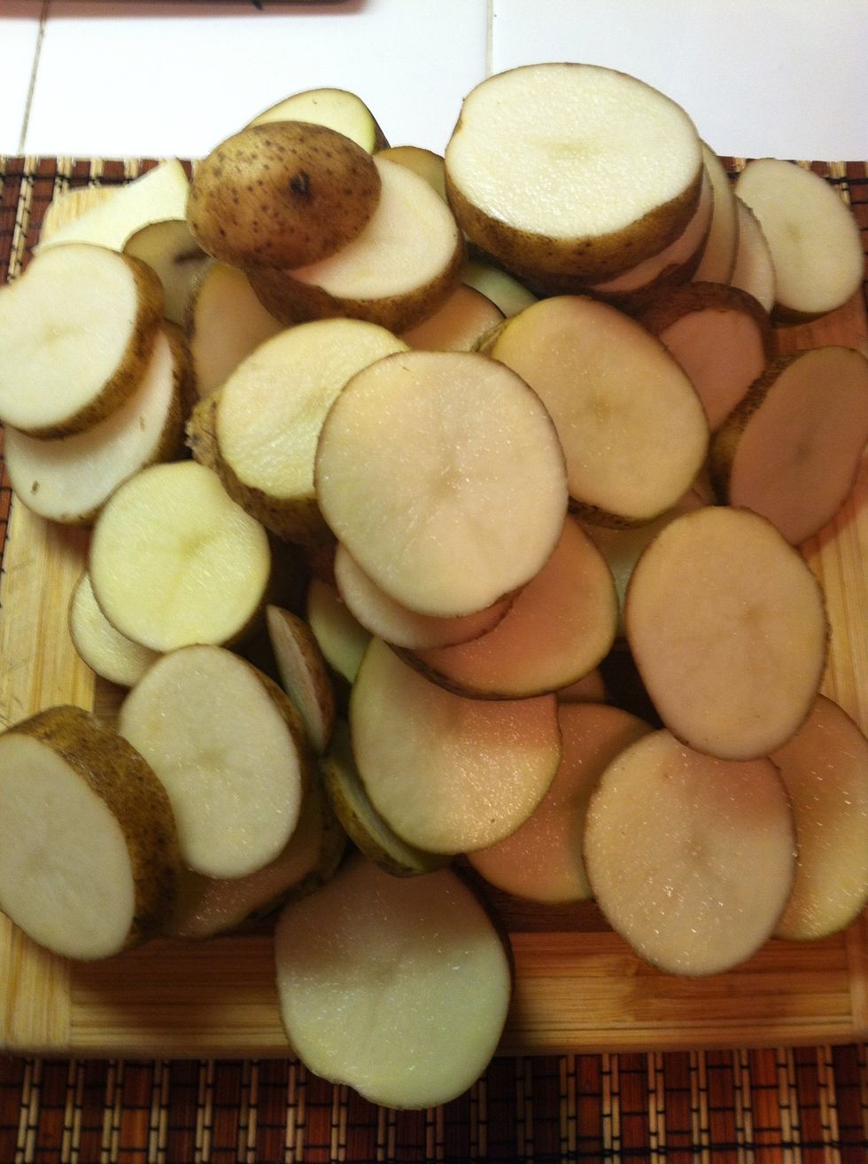 ...In the mean time slice desired amount of potatoes fairly thick.