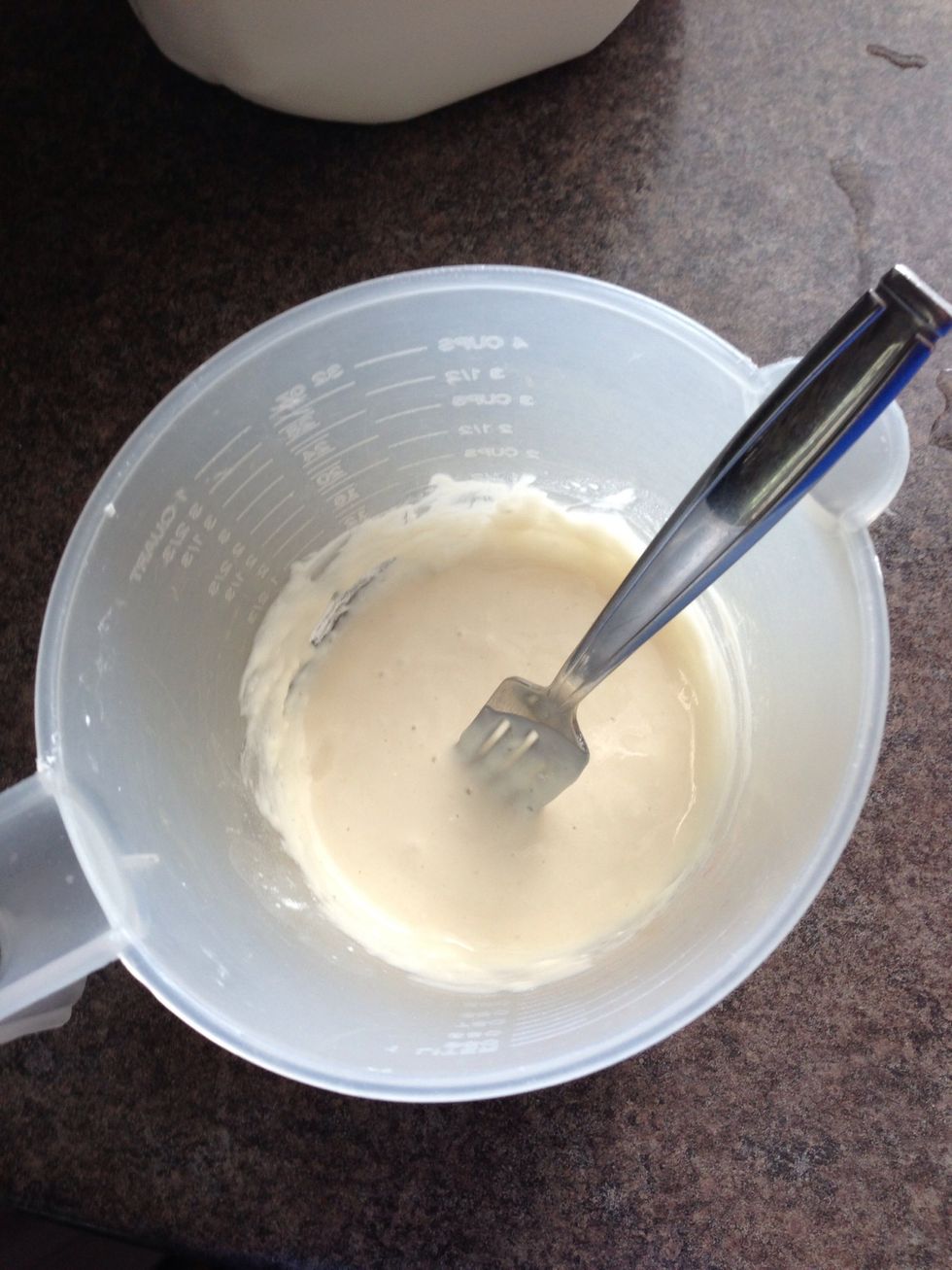 In the mean time, while your pan heats, mix your batter as directed by the instructions.