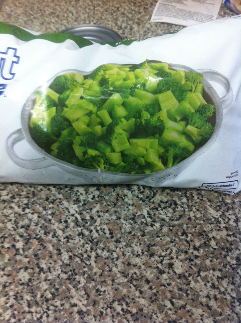 In the meantime, cook the broccoli. (mine is frozen, so I just boil some water, add the broccoli, cook until tender)