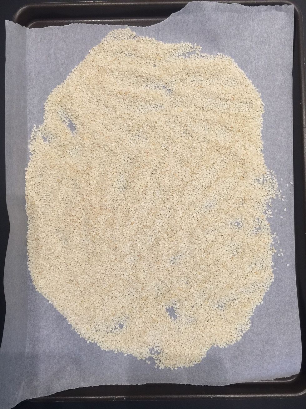 In the meantime grill the sesame seeds for 3-4 mins and add over the sugar. Stir and leave to become dark Amber color.. Hard crack stage 155 C (320F). Cook on low. It will take 20 mins more or less