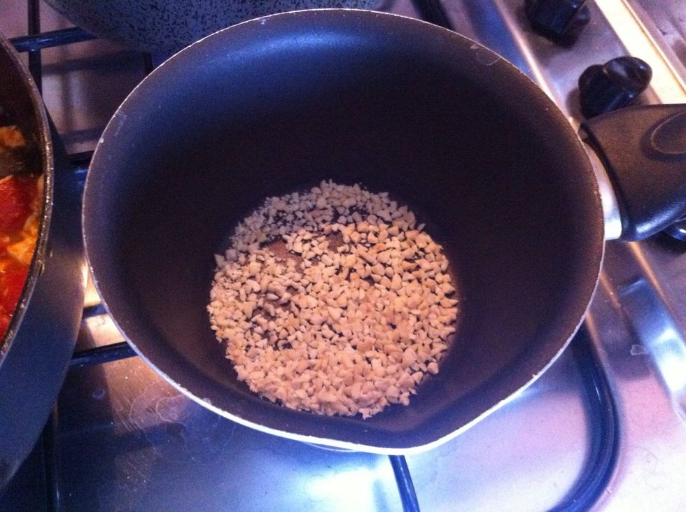 In the meantime slightly toast the crushed almonds. Don't burn them!