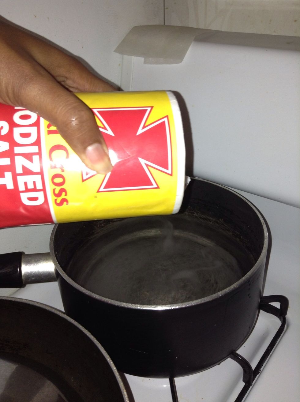 In the meanwhile put a medium pot with water on to boil.. Add a little bit of salt to pot