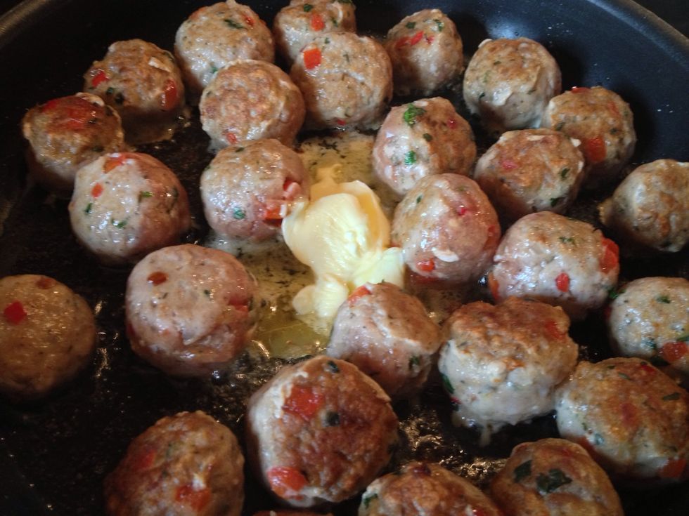 In the middle of frying , add a tablespoon of butter
