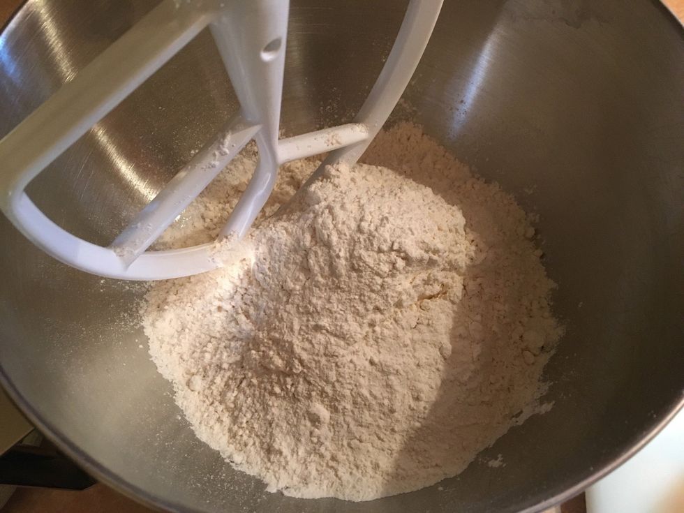 In the mixing bowl place; butter, flour and sugar.