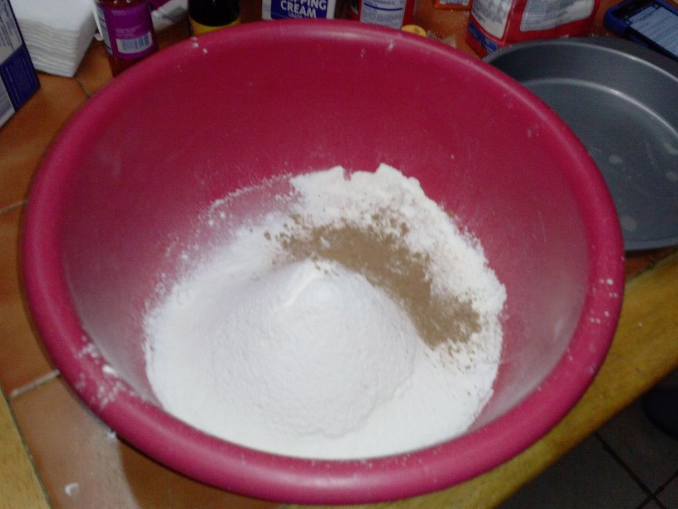 in the mixing bowl you will need to sift together the flour,salt, and cocoa powder. them you will set it aside