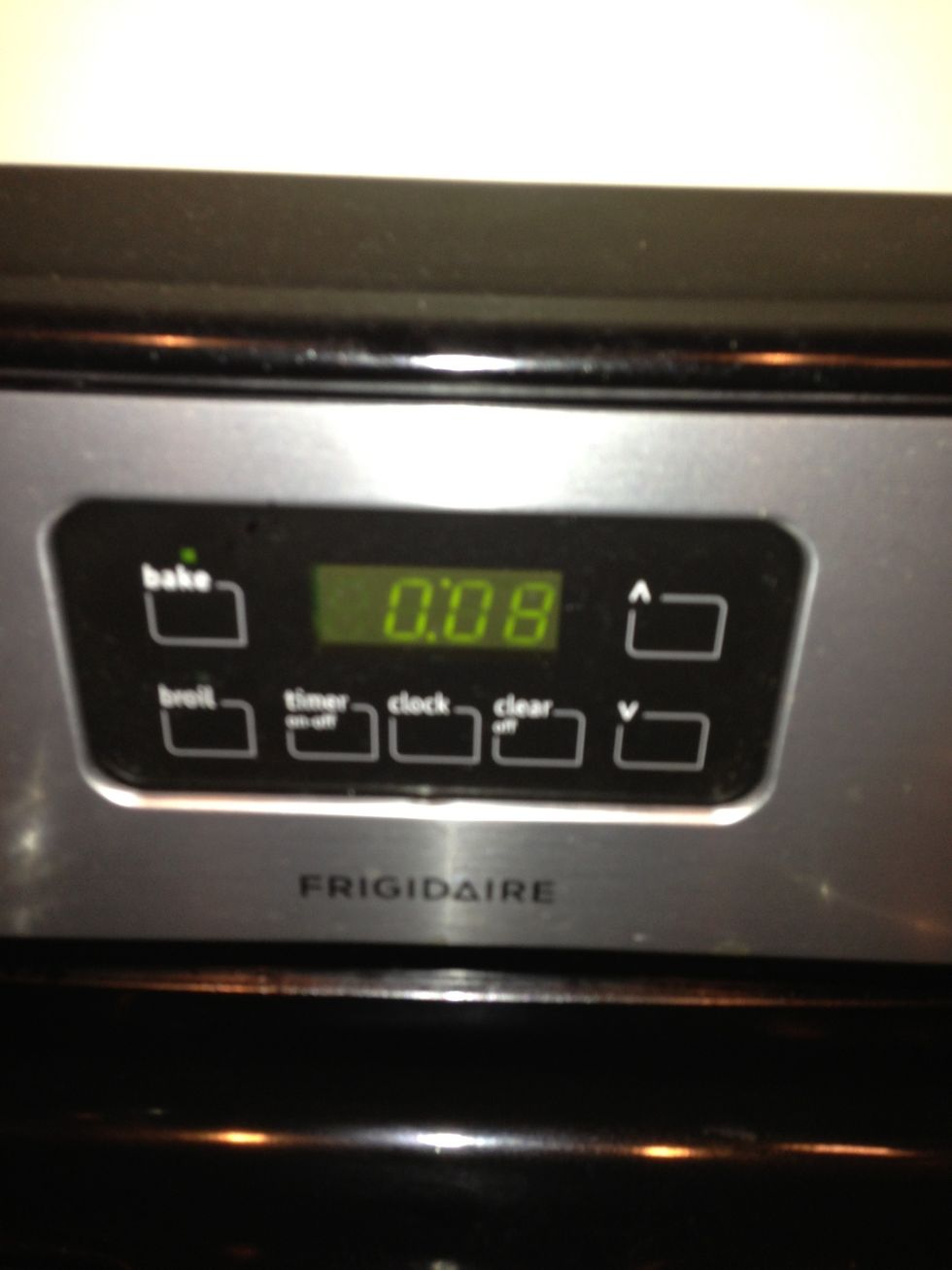 In the oven for eight minutes.