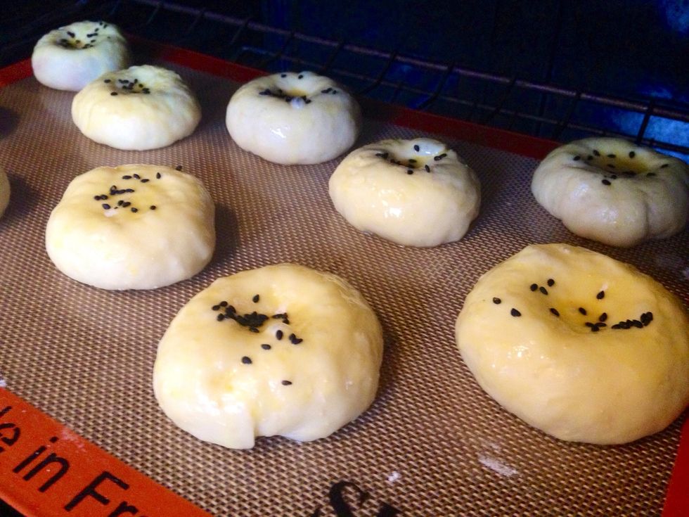 In the oven they go! Bake for about 12-17 minutes until browned.