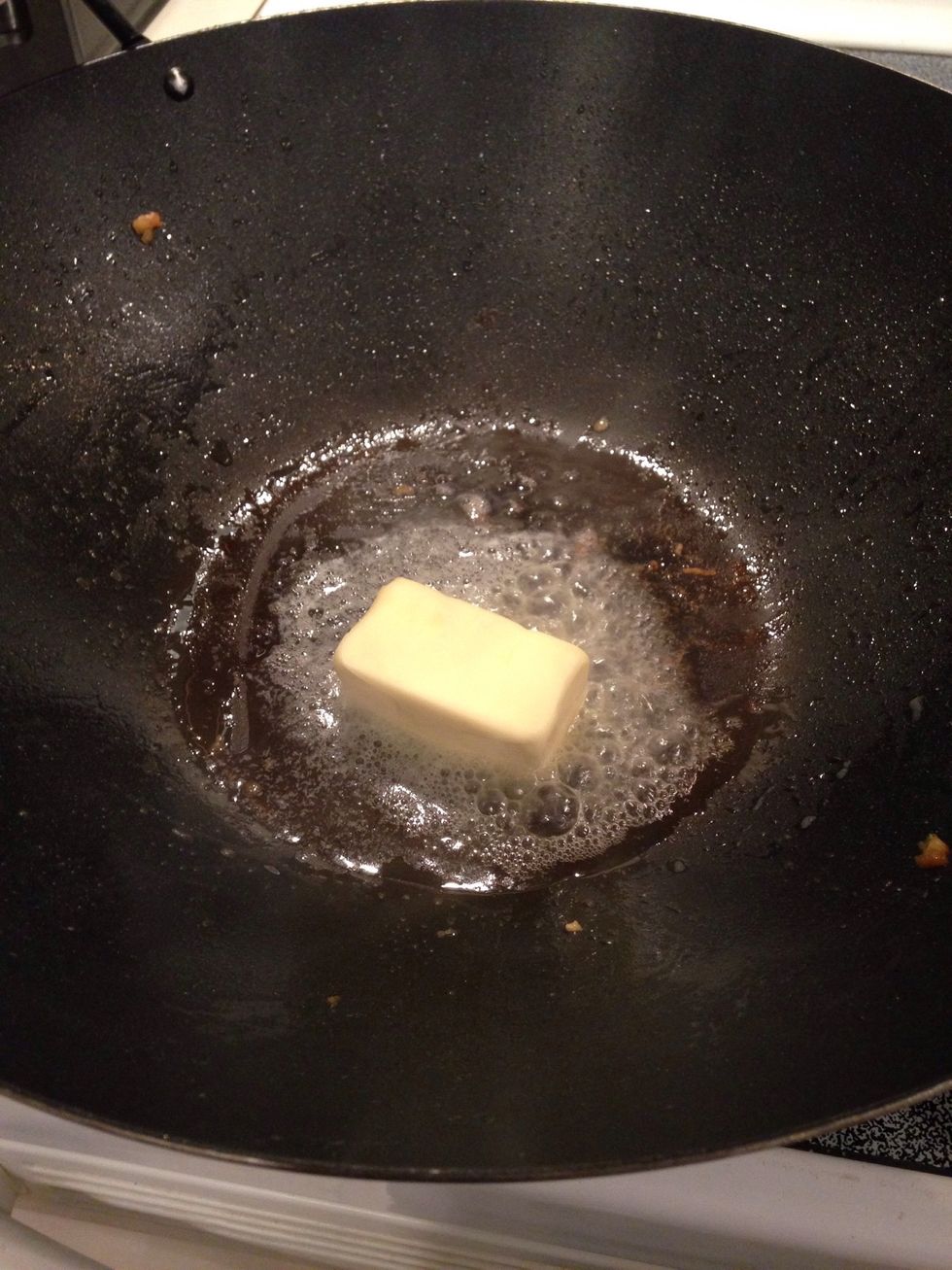 In the pan where you cooked the chicken, melt butter over medium heat.