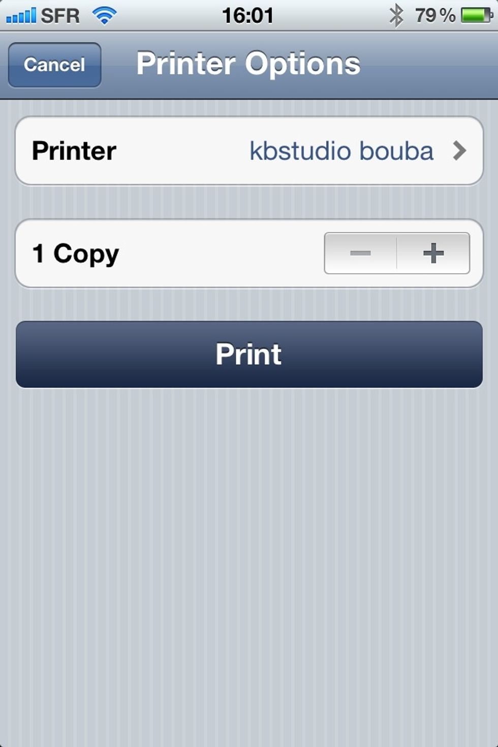 In the print window select the number of copies and if your printer isn't selected yet tap on printer to select it. Then hit print