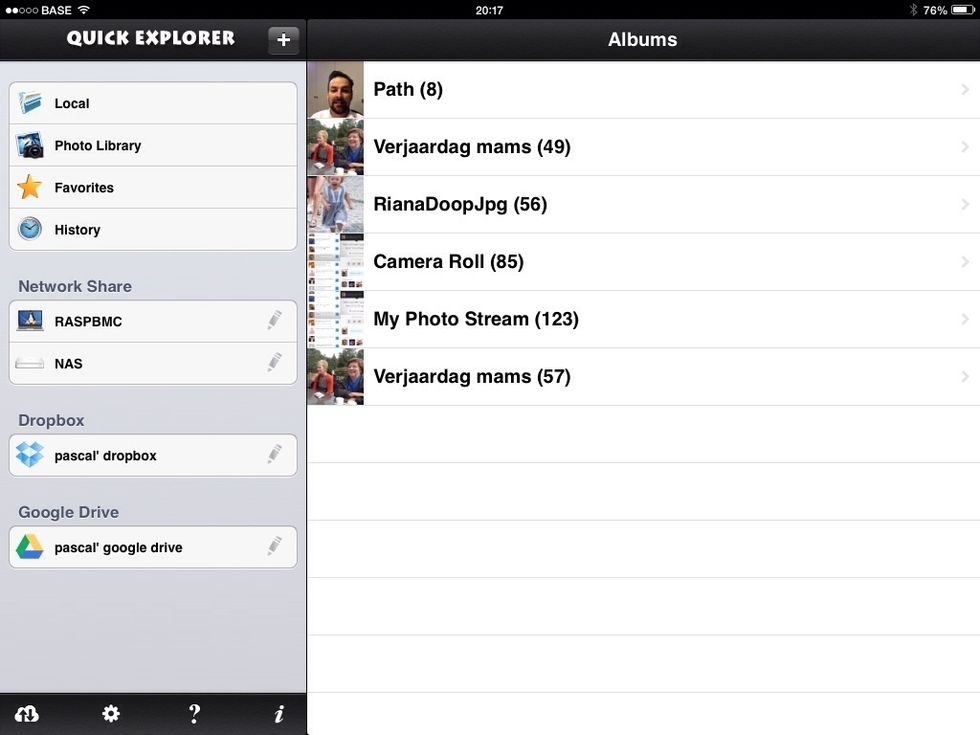 In the quick explorer app, select the photo library just under "local" on the top left side and select on the right side your photo stream folder