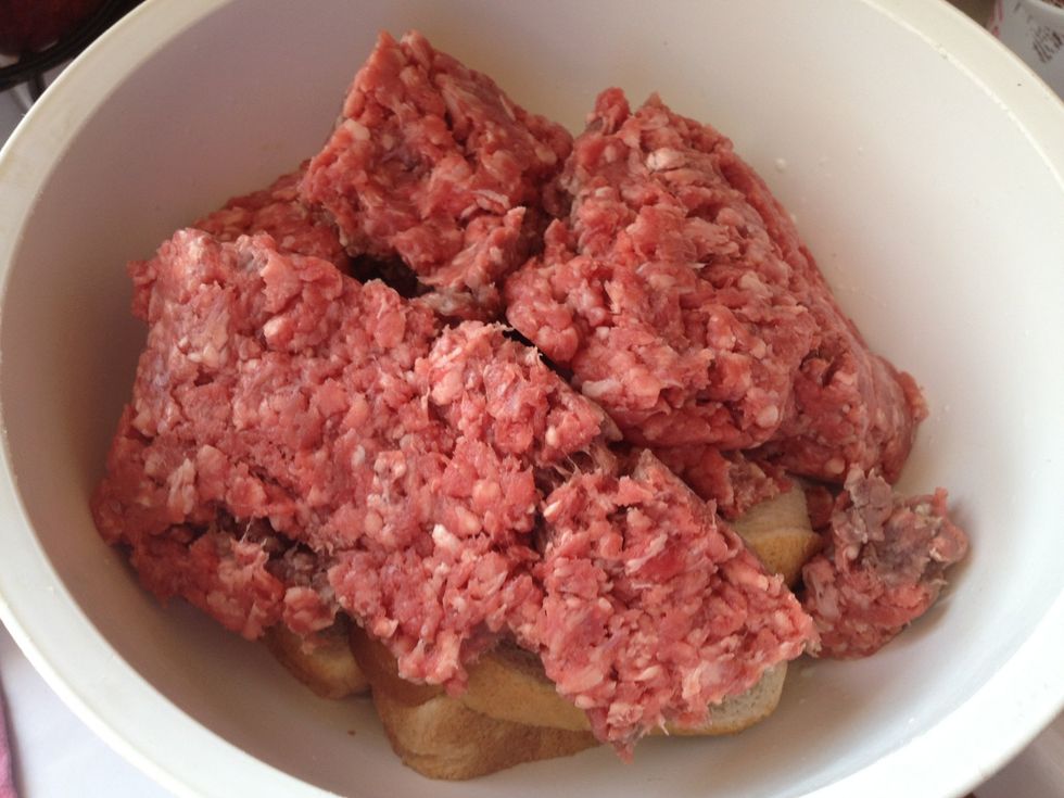 In the same bowl add the ground beef