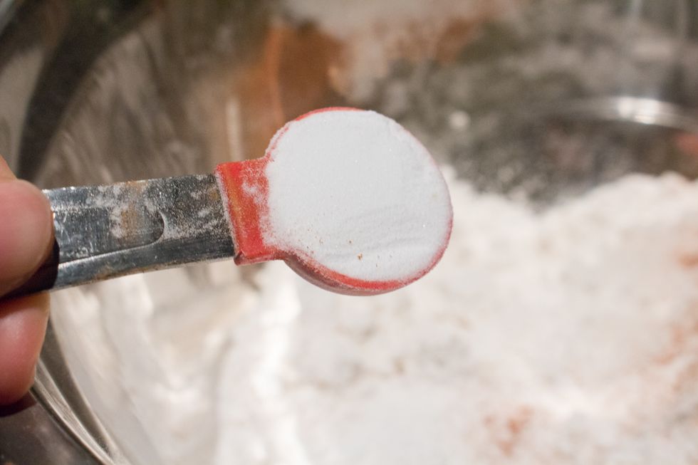 In the same bowl add your baking soda