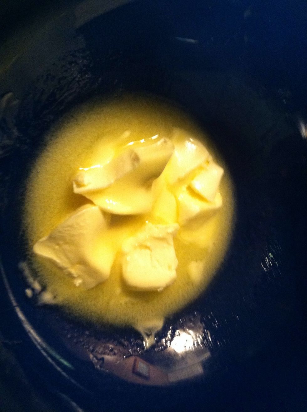 In the same bowl mix all the ingredients in the listed order. First add 1 stick (1/2 Cup) of butter. (Note: I melted the butter for 30 seconds in the microwave to soften)