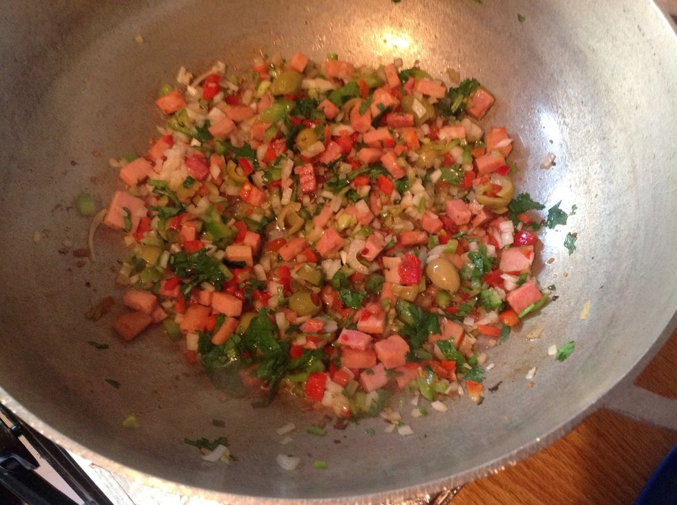 In the same pot add all the ingredients again with the remainder oil. If needed add more you need 1/2 a cup in the pot. Stir and cook for 7-10 mins.