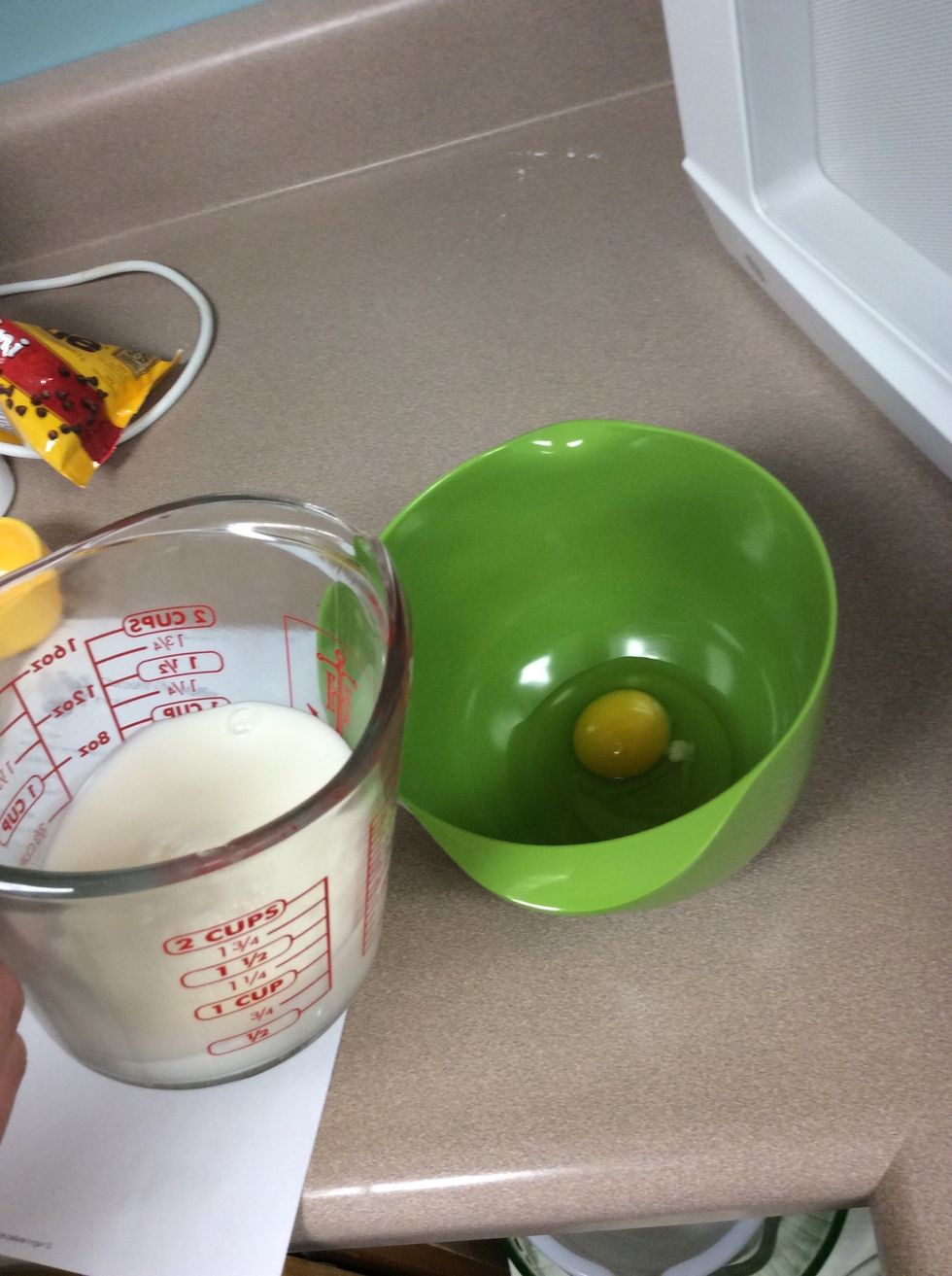 In the same small bowl add 3/4 cup milk