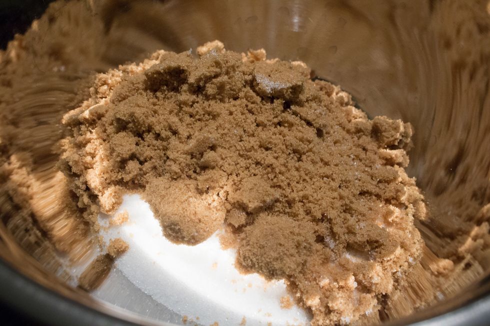 In the wet ingredients bowl, add brown sugar.