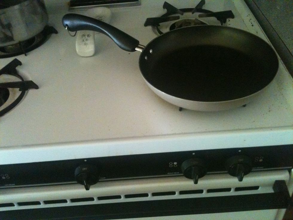 In this case, I am using a medium sized pan because I will only be cooking eggs for two people.