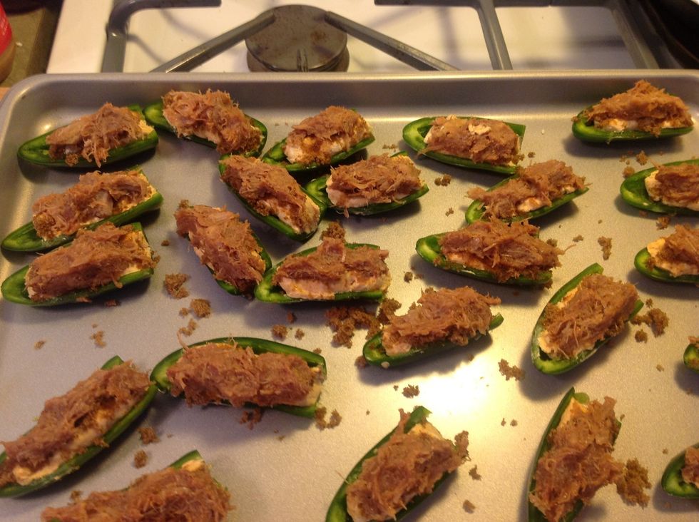 In this case I'm using pulled pork. I will often also stuff in smoked breakfast sausage, adding an additional layer to the flavor profile. I have used pan-seared capicola at times. Use creativity.