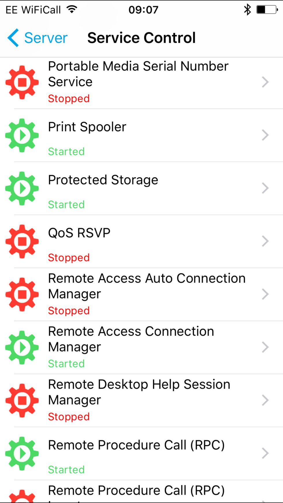 In this example let\u2019s restart the Print Spooler. Tap on it.