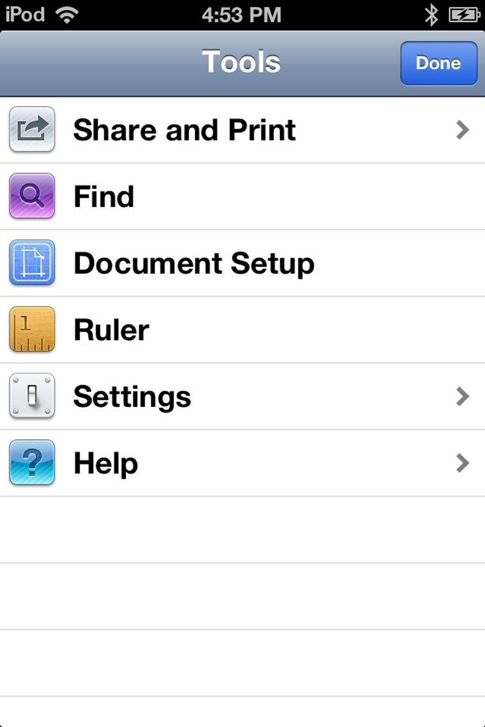In this screen, tap on DOCUMENT SETUP.