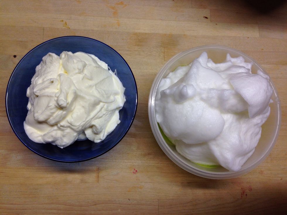 In this time you can beat the egg whites and the cream