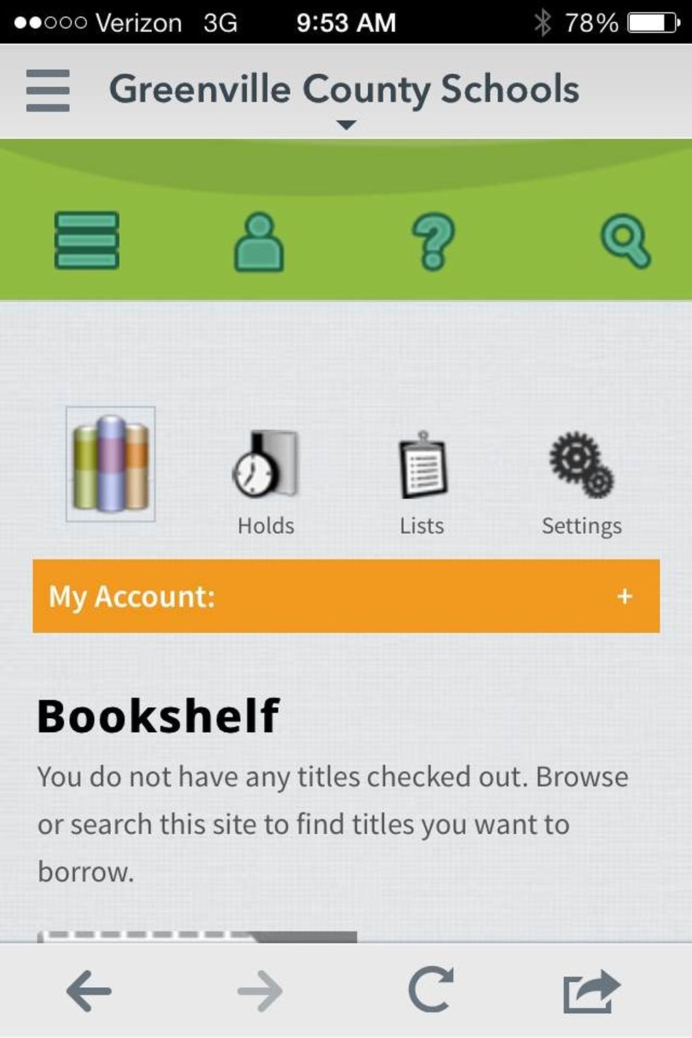 In your account information you can view your holds, lists, settings and your bookshelf.