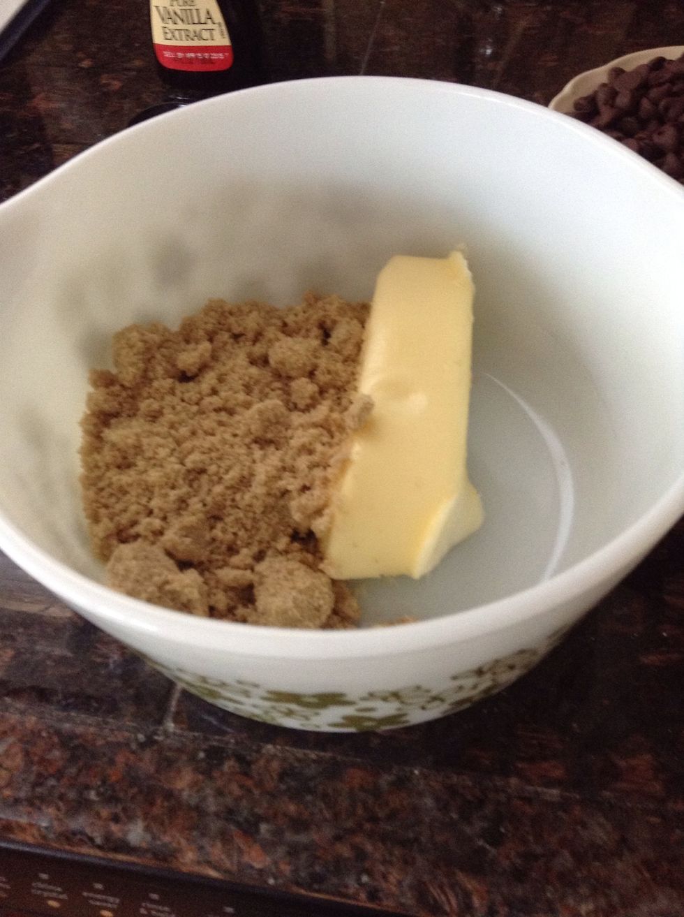 In your medium bowl cream together the softened butter and sugar. I softened the butter in the microwave for 15 seconds