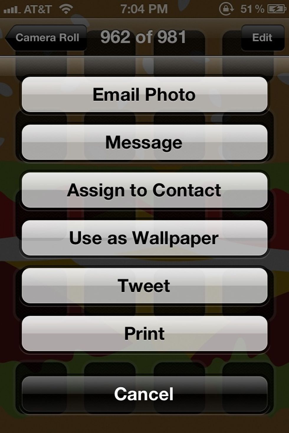 In your Photos: Use as Wallpaper --> Dont shrink or mess w/ it --> Set. Then check your masterpiece!!