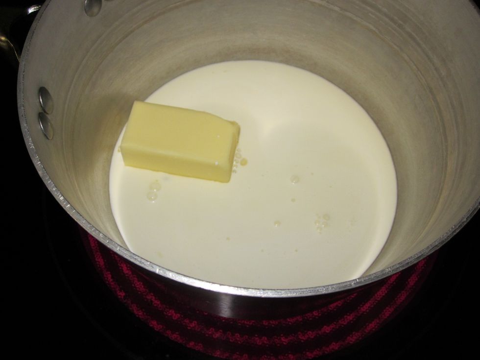 In your sauce pan combine heavy cream and butter
